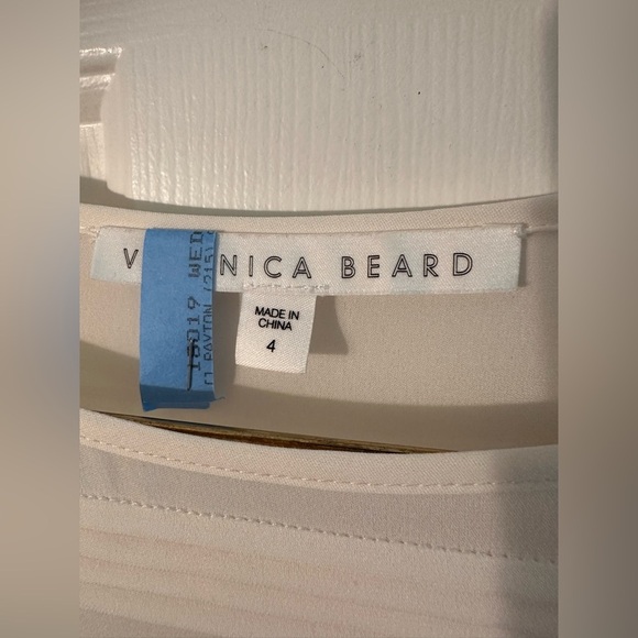 VERONICA BEARD 4 Ivory L/Sleeve Horizontal Pleat 100% Silk Luxury Blouse CLEAN - Picture 2 of 12